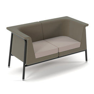 Addison two seater sofa with black metal frame and legs