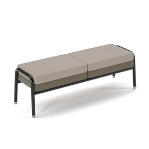 Addison two seater bench with black metal frame and legs