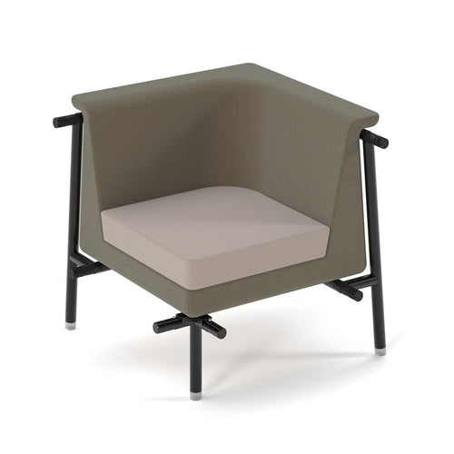 Addison modular soft seating corner sofa with black metal frame and legs
