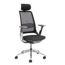Load image into Gallery viewer, Holden mesh back operator chair with black fabric seat and headrest-Aluminium base and arms with black mesh back