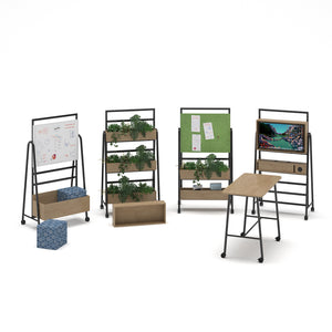 Show acoustic pinboard add-on for mobile A-frame caddy system