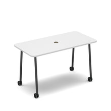 Load image into Gallery viewer, Show mobile meeting power ready table with central 80mm circular cutout 1400 x 700mm