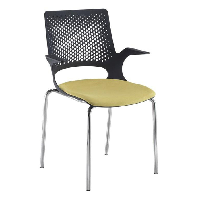 Solus designer 4 leg frame meeting chair with upholstered seat - Chrome Legs