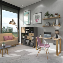 Load image into Gallery viewer, Cairo straight desk with sleigh frame leg and support pedestal