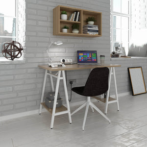 Pella home office workstation with trestle legs