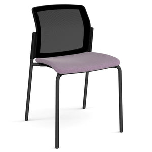 Santana 4 leg stacking chair with fabric seat and mesh back - Chrome Legs