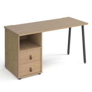 Sparta straight desk with A-frame leg and support pedestal with drawers