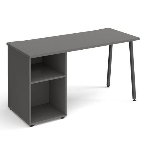 Sparta straight desk with A-frame leg and support pedestal