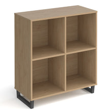 Load image into Gallery viewer, Sparta cube storage unit with open boxes and charcoal A-frame legs