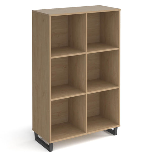 Sparta cube storage unit with open boxes and charcoal A-frame legs