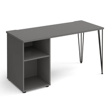 Load image into Gallery viewer, Tikal straight desk with hairpin leg and support pedestal