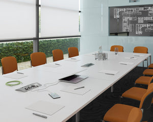 Adapt rectangular boardroom table 3200mm x 1600mm with 2 cutouts 272mm x 132mm