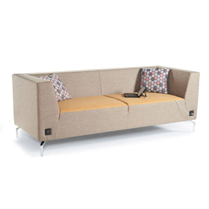 Alban low back double seater sofa with chrome legs