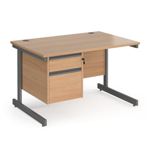 Contract 25 straight desk with 2 drawer pedestal and cantilever leg