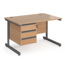 Load image into Gallery viewer, Contract 25 straight desk with 3 drawer pedestal and  cantilever leg