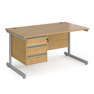 Contract 25 straight desk with 3 drawer pedestal and  cantilever leg