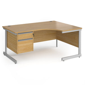 Contract 25 right hand ergonomic desk with 2 drawer pedestal and cantilever leg