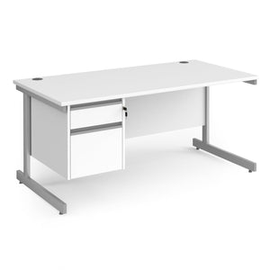 Contract 25 straight desk with 2 drawer pedestal and cantilever leg