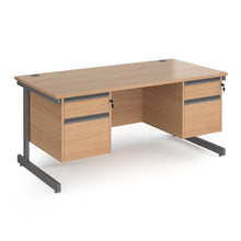 Load image into Gallery viewer, Contract 25 straight desk with 2 and 2 drawer pedestals and cantilever leg