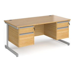 Contract 25 straight desk with 2 and 2 drawer pedestals and cantilever leg
