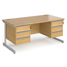 Load image into Gallery viewer, Contract 25 straight desk with 3 and 3 drawer pedestals and cantilever leg