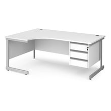 Load image into Gallery viewer, Contract 25 left hand ergonomic desk with 3 drawer pedestal and cantilever leg