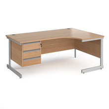 Load image into Gallery viewer, Contract 25 right hand ergonomic desk with 3 drawer pedestal and cantilever leg
