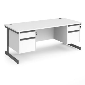 Contract 25 straight desk with 2 and 2 drawer pedestals and cantilever leg