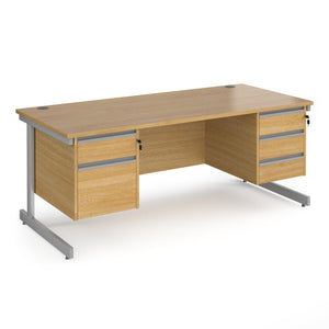 Contract 25 straight desk with 2 and 3 drawer pedestals and cantilever leg