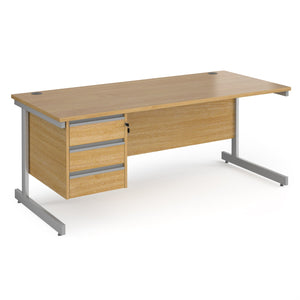 Contract 25 straight desk with 3 drawer pedestal and  cantilever leg