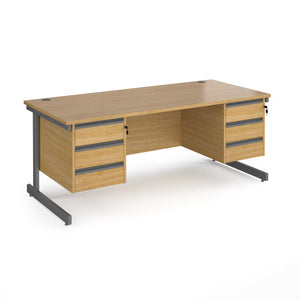 Contract 25 straight desk with 3 and 3 drawer pedestals and cantilever leg