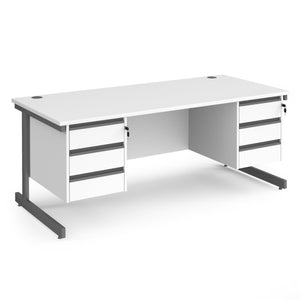 Contract 25 straight desk with 3 and 3 drawer pedestals and cantilever leg