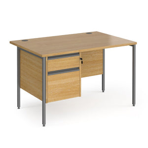 Contract 25 straight desk with 2 drawer pedestal and H-Frame leg