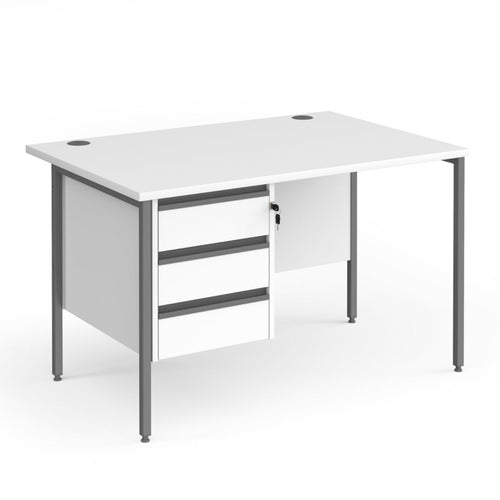 Contract 25 straight desk with 3 drawer pedestal and H-Frame leg