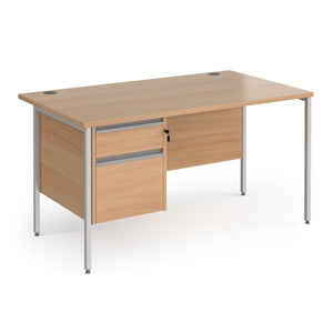 Contract 25 straight desk with 2 drawer pedestal and H-Frame leg