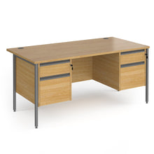 Load image into Gallery viewer, Contract 25 straight desk with 2 and 2 drawer pedestals and H-Frame leg