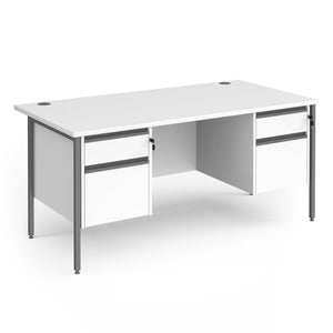 Contract 25 straight desk with 2 and 2 drawer pedestals and H-Frame leg