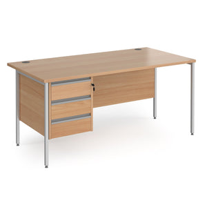 Contract 25 straight desk with 3 drawer pedestal and H-Frame leg