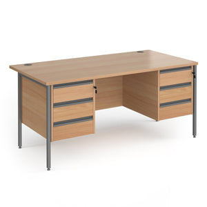 Contract 25 straight desk with 3 and 3 drawer pedestals and H-Frame leg