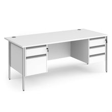 Load image into Gallery viewer, Contract 25 straight desk with 2 and 3 drawer pedestals and H-Frame leg