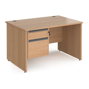 Contract 25 straight desk with 2 drawer pedestal and panel leg