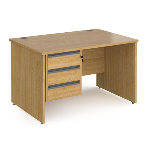 Contract 25 straight desk with 3 drawer pedestal and panel leg