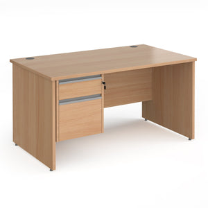 Contract 25 straight desk with 2 drawer pedestal and panel leg