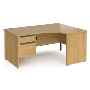 Contract 25 right hand ergonomic desk with 2 drawer pedestal and panel leg