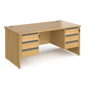 Contract 25 straight desk with 3 and 3 drawer pedestals and panel leg