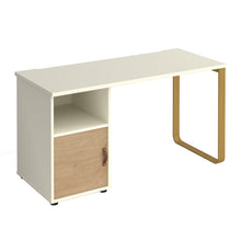 Load image into Gallery viewer, Cairo straight desk with sleigh frame leg and support pedestal with cupboard door