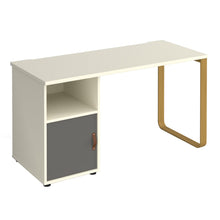 Load image into Gallery viewer, Cairo straight desk with sleigh frame leg and support pedestal with cupboard door
