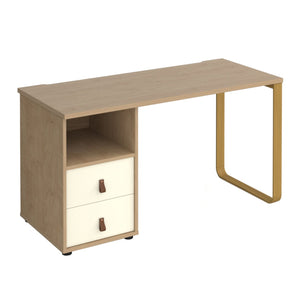 Cairo straight desk with sleigh frame leg and support pedestal with drawers