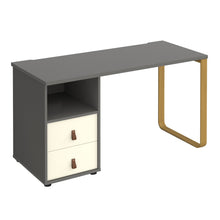 Load image into Gallery viewer, Cairo straight desk with sleigh frame leg and support pedestal with drawers
