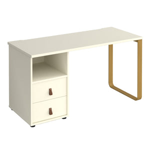 Cairo straight desk with sleigh frame leg and support pedestal with drawers